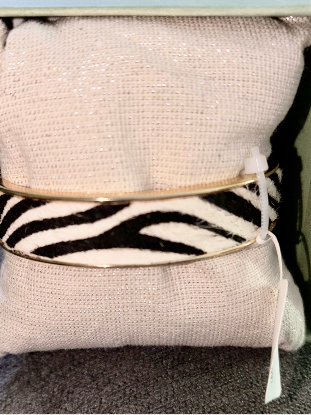 Piper K Gold-Tone Zebra Print Bangle Bracelet